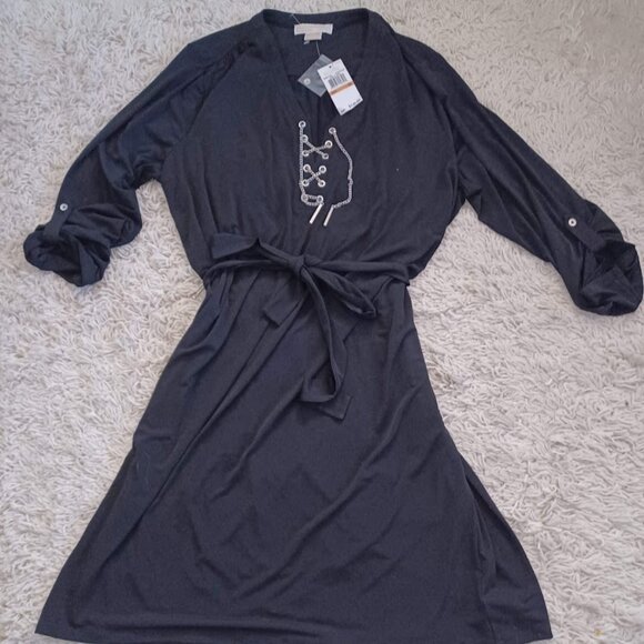 Michael Michael Kors Women’s Plus 3X Black Chain Lace-Up Dress NWT $130 - Picture 1 of 10